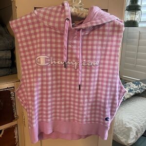 Champion Pink and White Checkered Hoodie